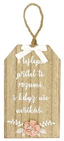 Nekupto Dřevěná cedulka s květinou Nejlepší přítel ti rozumí