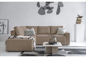 Béžová menčestrová rozkladacia rohová pohovka (ľavý roh) Brave Dave – Miuform