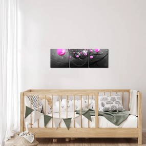 Obraz ružových gulí (s hodinami) (90x30 cm)