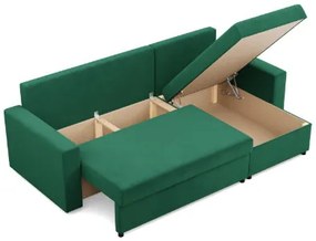 Rohová rozkladacia sedačka NEO Kronos fľaškovo zelená