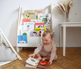 Otevřená montessori knihovna pro děti od 1 roku (bílá), 63 x 90 cm