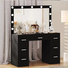 Toaletný stolík Hollywood STAR čierny s LED osvetlením