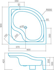 Roltechnik Outlet Polohlboká samonosná štvrťkruhová sprchová vanička SEMIDEEP NEO ROTH-Variant: rozmery: 80x80 cm - (SEMIDEEP_NEO-80x80 - 8000197)