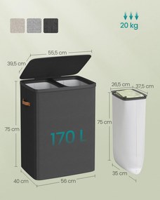 Kôš na bielizeň Daisy Black 2x85l