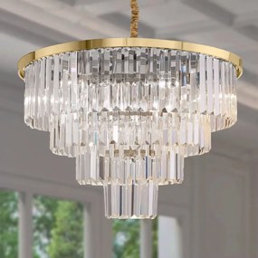 Toolight Toolight, závesný krištáľový stropný luster 58cm, 6xE14, APP1533-6CP4, zlatá, OSW-03255