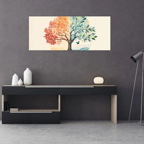 Obraz – Duálny strom s motýľom (120x50 cm)
