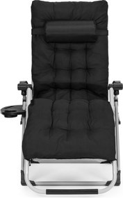 MULTISTORE Záhradné ležadlo s nastaviteľným operadlom - čierne MultiGarden