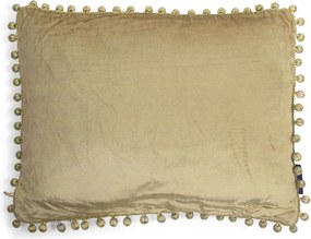 Zlatý zamatový vankúš s brmbolcami Pomme - 35 * 45 * 10cm