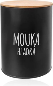 Orion Dóza na potraviny, plechová, čierna, s bambusovým vekom, 2,3 l, MOUKA HLADKÁ