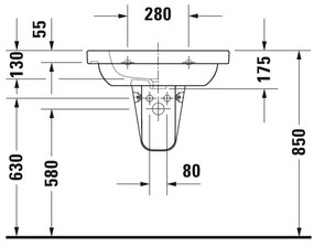 Duravit D-Code - Umývadlo do nábytku s prepadom 650x480 mm, 1 otvor pre batériu prepichnutý, biela 03426500002