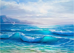 Obraz - Olejomaľba mora s čajkami (70x50 cm)