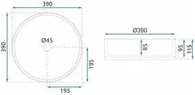 Rea Cristal, sklenené umývadlo na dosku 390x390x95 mm, dymové sklo-nikel brúsený, REA-U8880