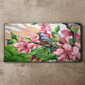 Obraz canvas Abstrakcie kvety vták