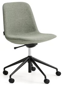 Stolička LANGLEY, nízky sedák, s kolieskami, čierna/zelenošedá