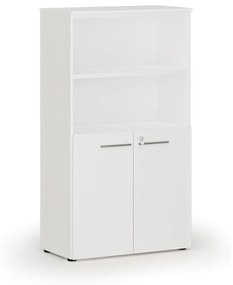 Kombinovaná kancelárska skriňa PRIMO WHITE, dvere na 2 poschodia, 1434 x 800 x 420 mm, biela