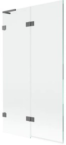 Mexen Lunar L, 2-krídlová vaňová zástena ľavá 100 x 150 cm, číre sklo, grafitová, 897L-100-100-95-00-L