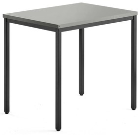 Bočný stolík QBUS, 4 nohy, 800x600 mm, čierny rám, svetlošedá
