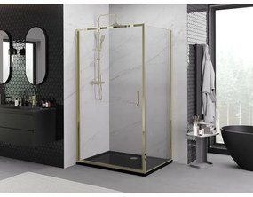 Mexen Exo, výklopný sprchový kút 90 x 95 cm, číre sklo, zlatá, 817-090-095-50-00