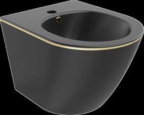 Mexen Lena, závesný bidet 480x370x325 mm, čierna matná - zlatý okraj, 35224875