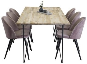 Bali Velvet II stolová súprava teak béžová/ružová