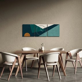 Obraz - Kubistická abstrakcia (s hodinami) (90x30 cm)