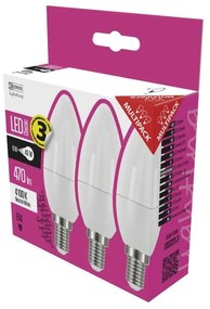 Súprava 3 LED žiaroviek EMOS Classic Candle Neutral White, 5W E14