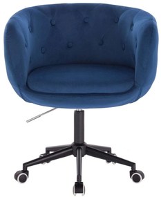 LuxuryForm DESIGN Kreslo MONTANA VELUR na čiernej podstave s kolieskami - modré