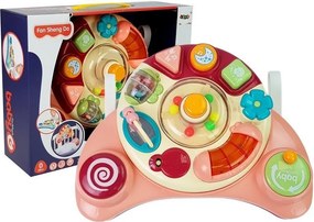 LEAN Toys Interaktívny panel – hračka pre bábätká s hudbou a zvukmi zvierat, ružová