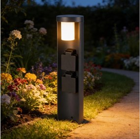 Brilagi - Vonkajšie svietidlo so 2 zásuvkami SCHUKO PILLAR 1xG9/11W/230V IP44 antracit