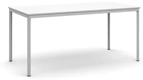 Jedálenský stôl, 1600 x 800 mm, sivá podnož, biela