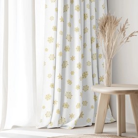 Goldea vianočný dekoračný záves - zlaté snehové vločky 140x150 cm