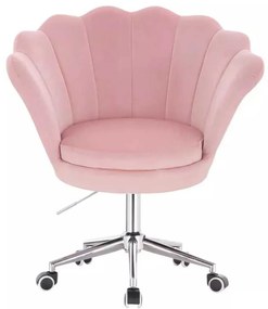LuxuryForm DESIGN Kreslo FREY VELUR na striebornej podstave s kolieskami - ružové