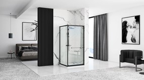 Sprchovací kút REA SPACE IN 80/dvere x 100/zástena cm, čierny/transparent - bez vaničky