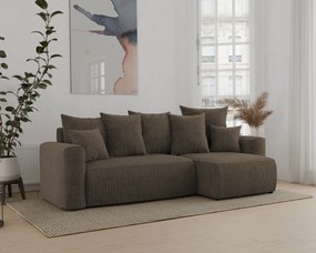 Rohová sedačka Denia (P) (tmavohnedá). Akcia -20%. Vlastná spoľahlivá doprava až k Vám domov. 1133112