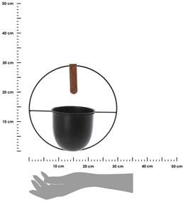 ZÁVESNÝ KOVOVÝ KVETINÁČ ROUND 15X14 CM ČIERNA