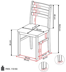 Súprava TORINO stôl + 4 stoličky Čierny/Svetlosivý (tkanina Sawana 21) – DREVENÝ KOMPLET DO KUCHYNE/JEDÁLNE