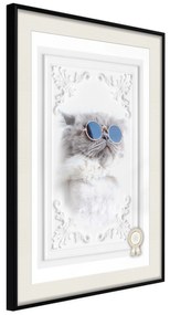 Artgeist Plagát - Cat with Glasses [Poster] Veľkosť: 20x30, Verzia: Zlatý rám s passe-partout