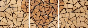 Obraz - Srdce z dreva (s hodinami) (90x30 cm)