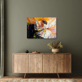 Sklenený obraz - Žena hrajúca na piáno (70x50 cm)