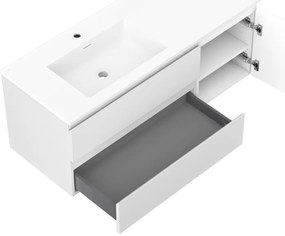 Mexen Orio, kúpeľňová skrinka 120 cm s ľavým umývadlom Otis, 2S, 1D, biela matná, 91A13-12047-3-BBFFF01-W18L01