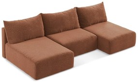 Rozkladacia/s úložným priestorom rohová pohovka v tehlovej farbe Kalena – Makamii