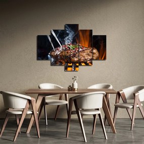 Obraz steaku na grile (150x105 cm)