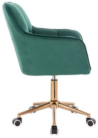 LuxuryForm DESIGN Kreslo AMALFI VELUR na zlatej podstave s kolieskami - zelené