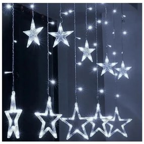 Vianočný svetelný záves 120 LED hviezdy studená biela VK26212