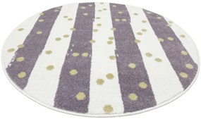 Koberec LIMA M044A krémový / fialový / zlatý kruh