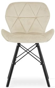 Set dvoch jedálenských stoličiek LAGO zamatové, béžové / čierne (2 ks)