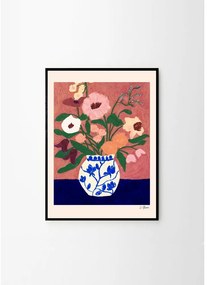 Plagát 30x40 cm Flowers on Blue Table – Carla Llanos – The Poster Club