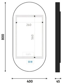 NIMCO ZPC 32002LVX-90-LED Kúpeľňové podsvietené zrkadlo 3000-6500K 80x40 cm IP44