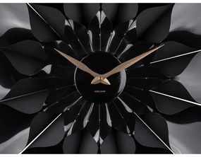 Čierne nástenné hodiny Karlsson Flower, ø 60 cm