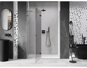 Mexen, Mexen Lunar L ľavé otočné sprchové dvere 130 cm, priehľadné, pištoľovo šedé kartáčované - 834L-130-000-66-00-L